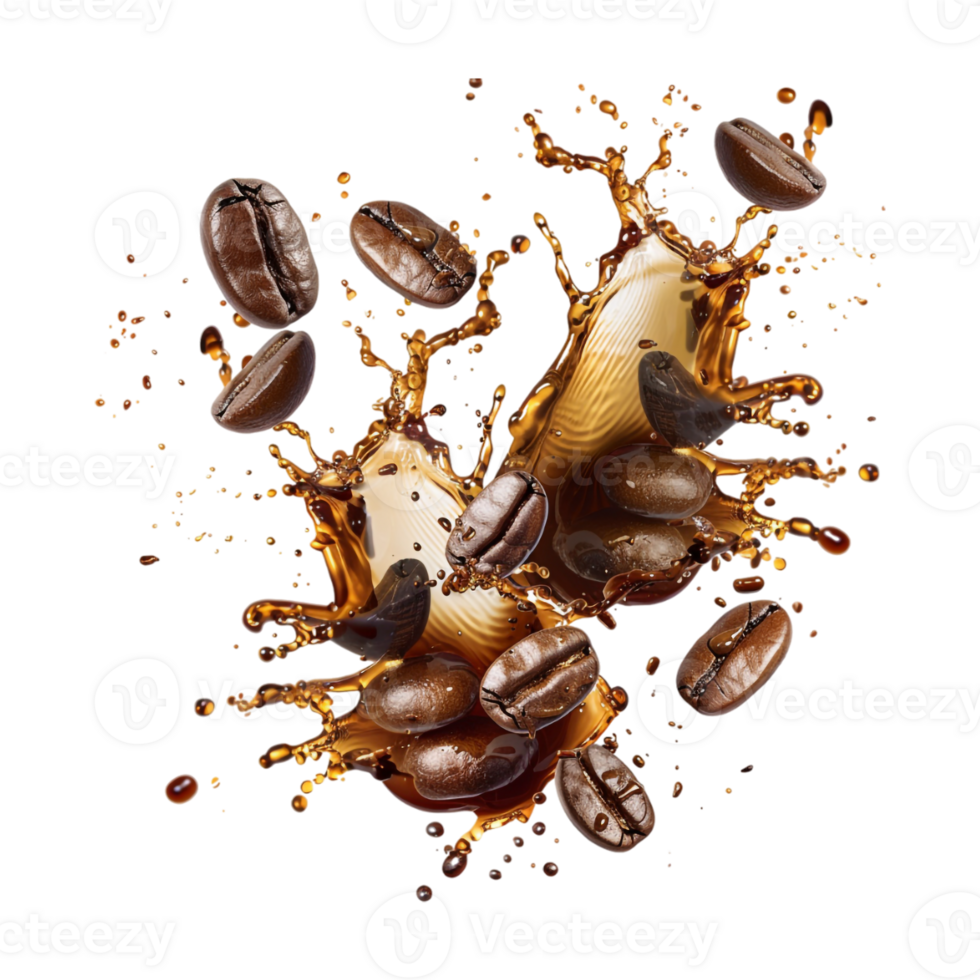Coffee Beans Splash on Transparent Background png