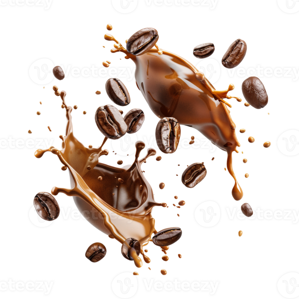 Coffee Beans Splash on Transparent Background png
