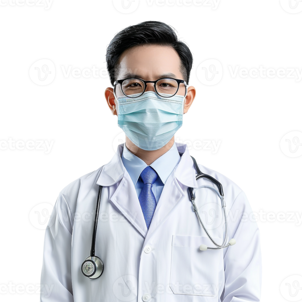 Doctor Wearing Mask on Transparent Background png
