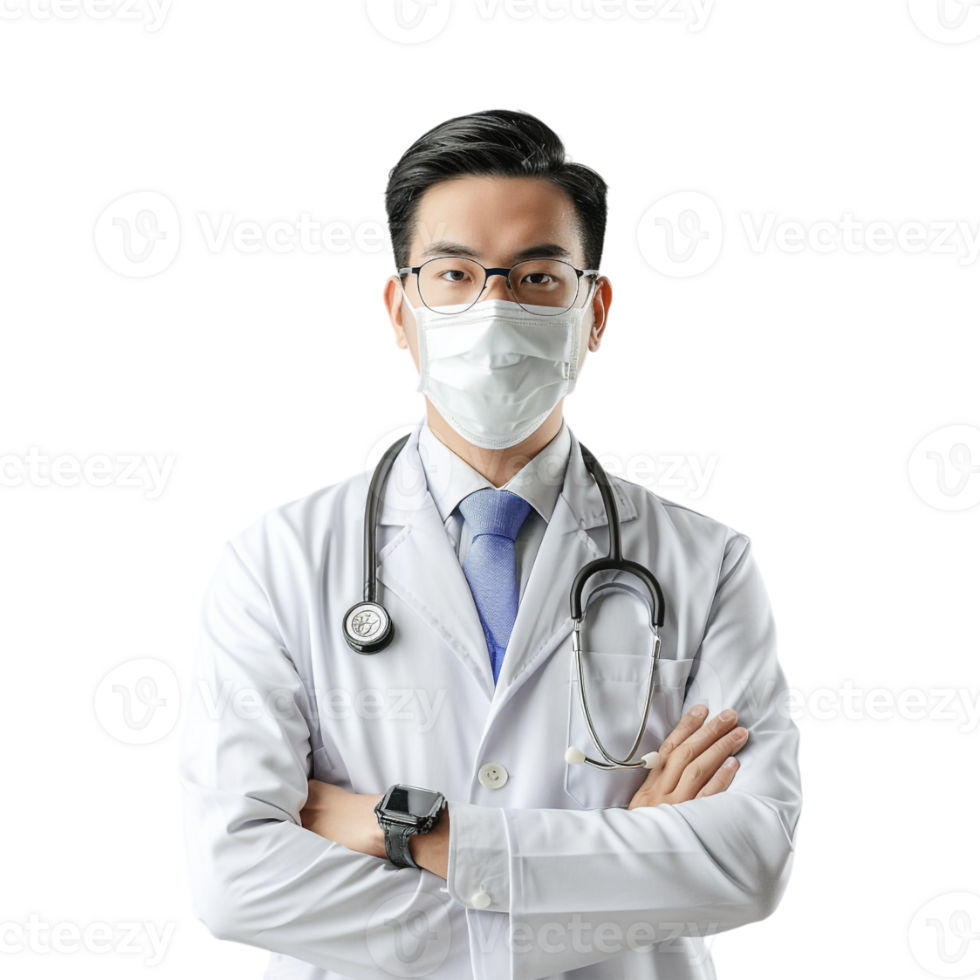 Doctor Wearing Mask on Transparent Background png