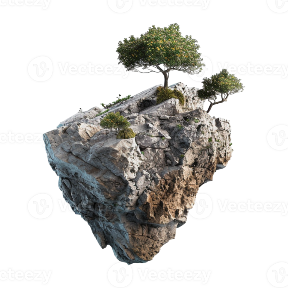 Rocky island with palm trees on Transparent Background png
