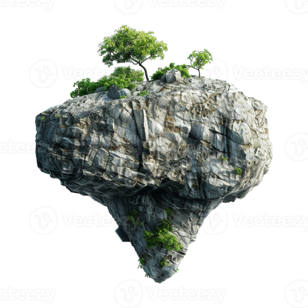 Rocky island with palm trees on Transparent Background png
