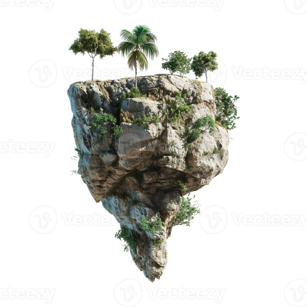Rocky island with palm trees on Transparent Background png