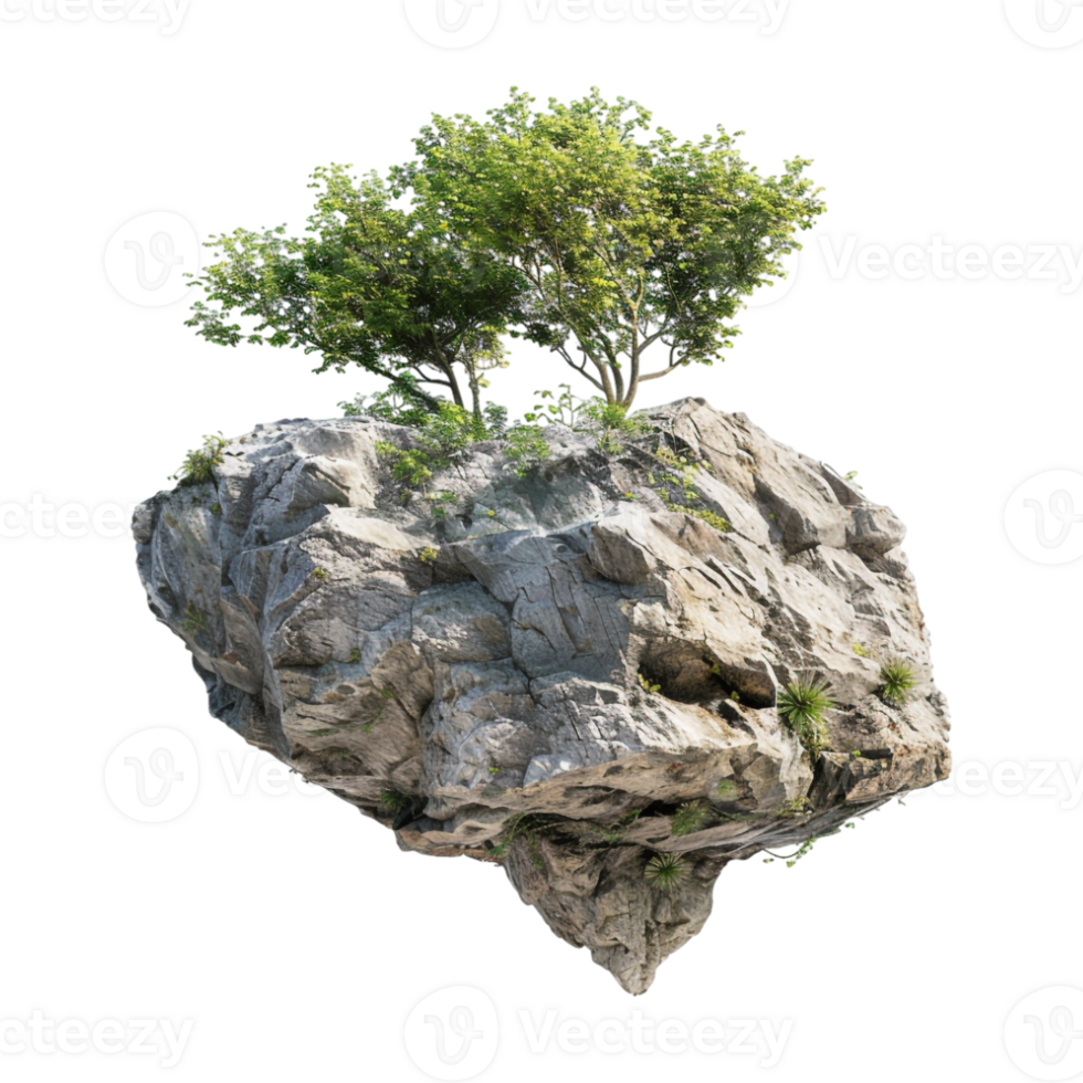 Rocky island with palm trees on Transparent Background png
