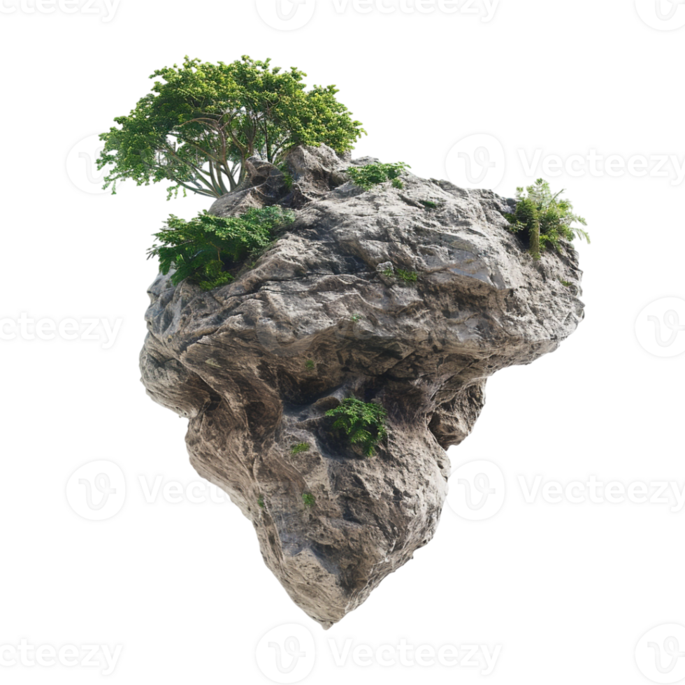 Rocky island with palm trees on Transparent Background png