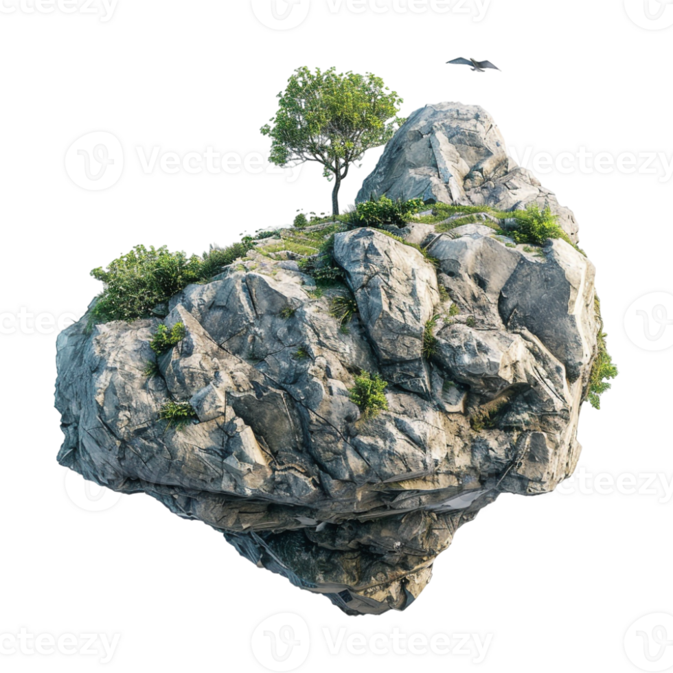 Rocky island with palm trees on Transparent Background png