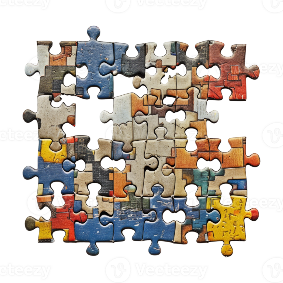 Jigsaw Puzzle on Transparent Background png