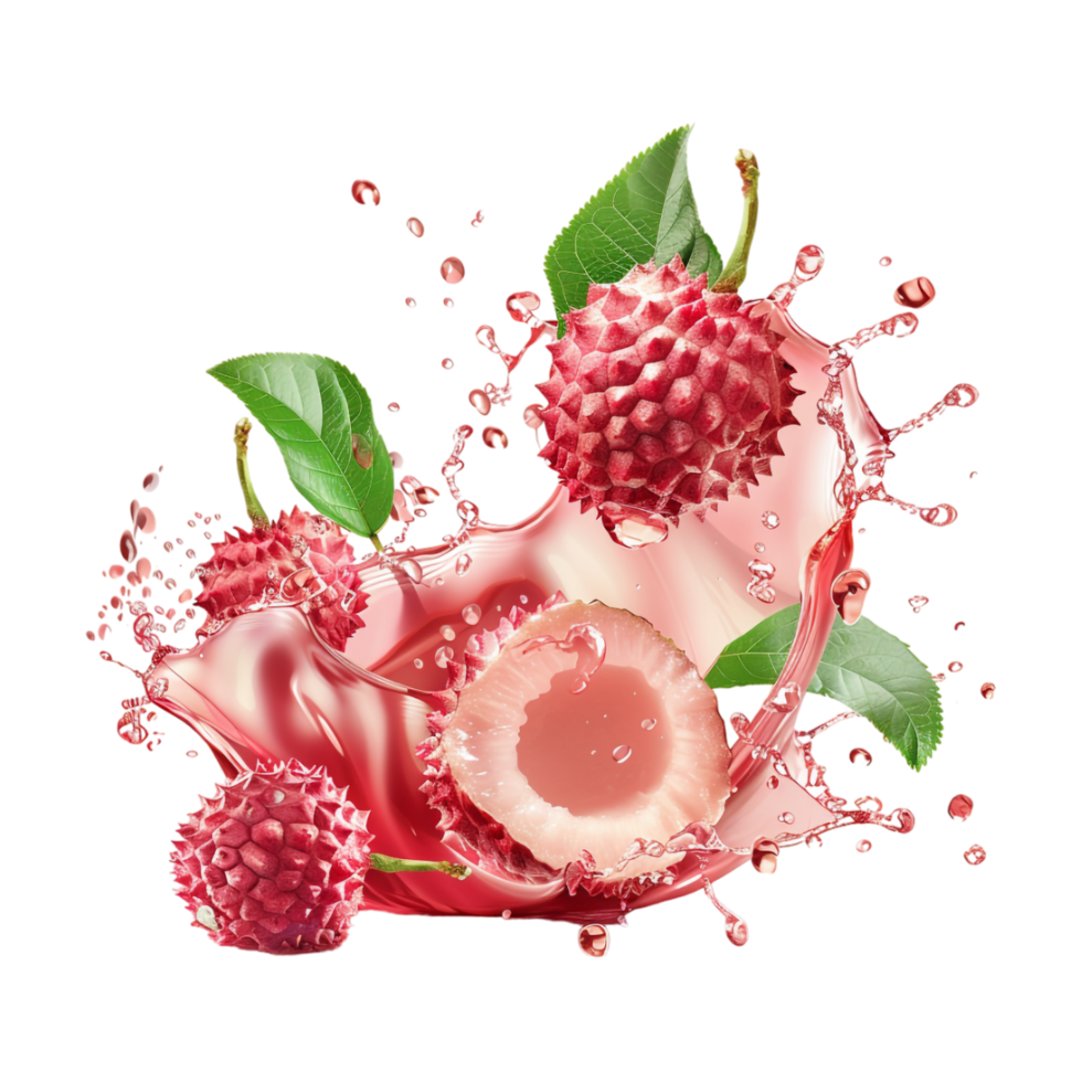 Lychee Splash on Transparent Background png
