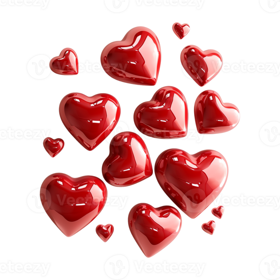 Shiny Hearts on Transparent Background png