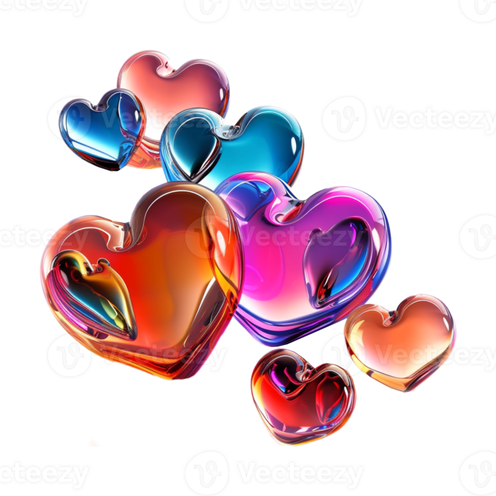 Shiny Hearts on Transparent Background png