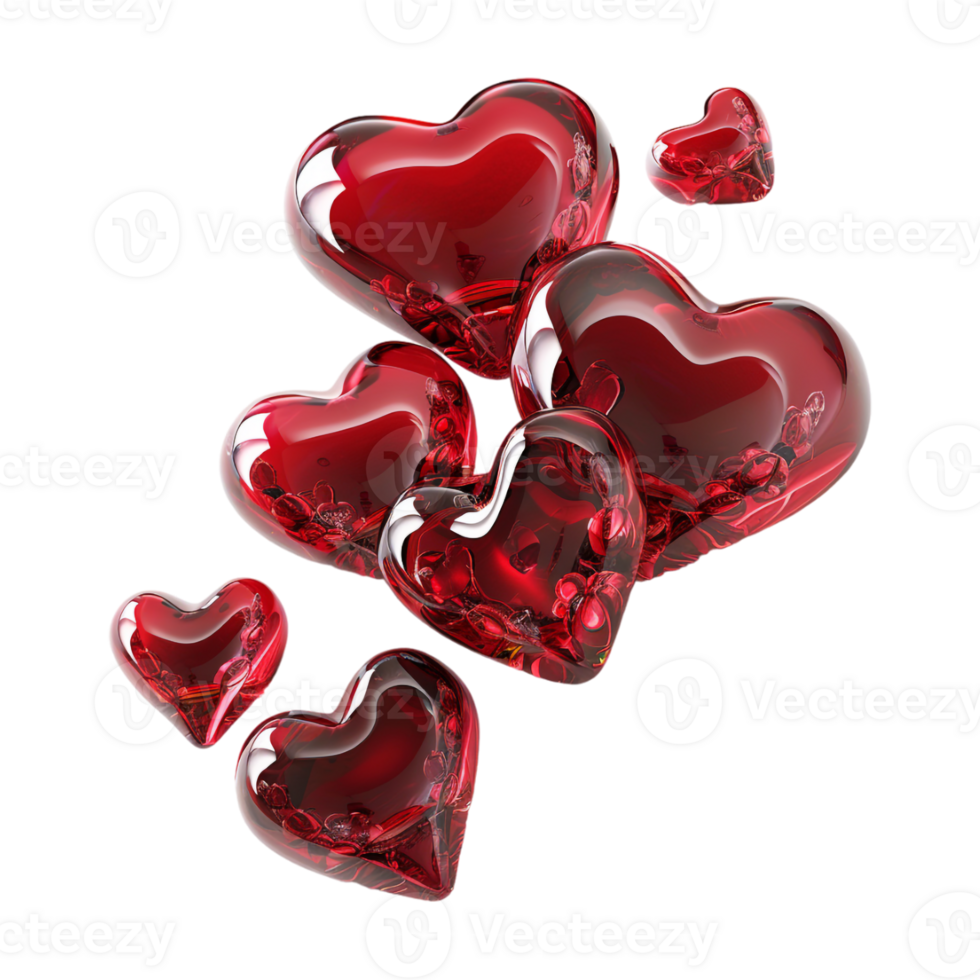 Shiny Hearts on Transparent Background png