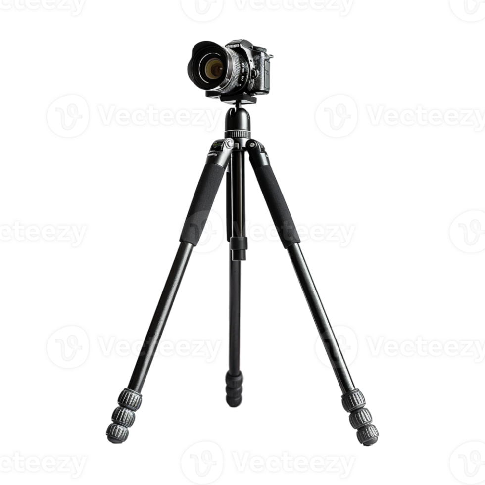 DSLR Camera on Tripod on Transparent Background png