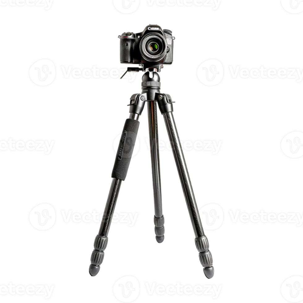 DSLR Camera on Tripod on Transparent Background png