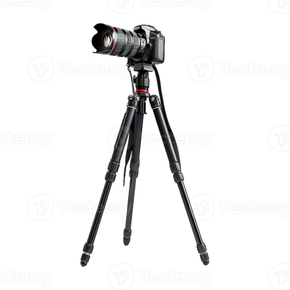 DSLR Camera on Tripod on Transparent Background png