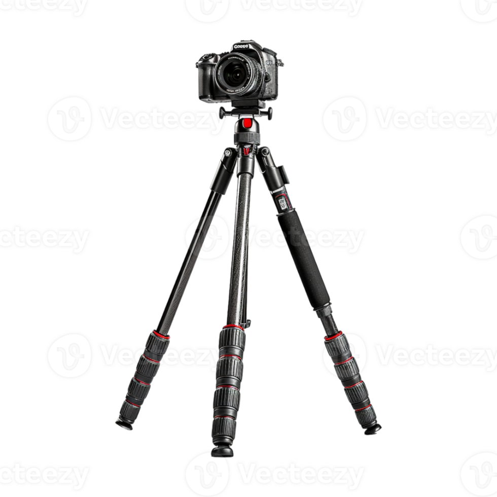 DSLR Camera on Tripod on Transparent Background png