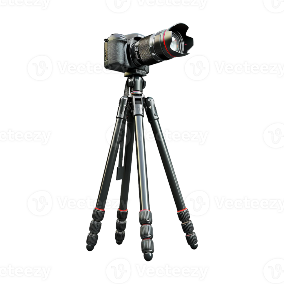 DSLR Camera on Tripod on Transparent Background png