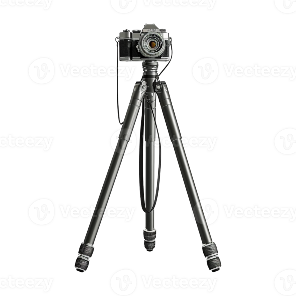 DSLR Camera on Tripod on Transparent Background png