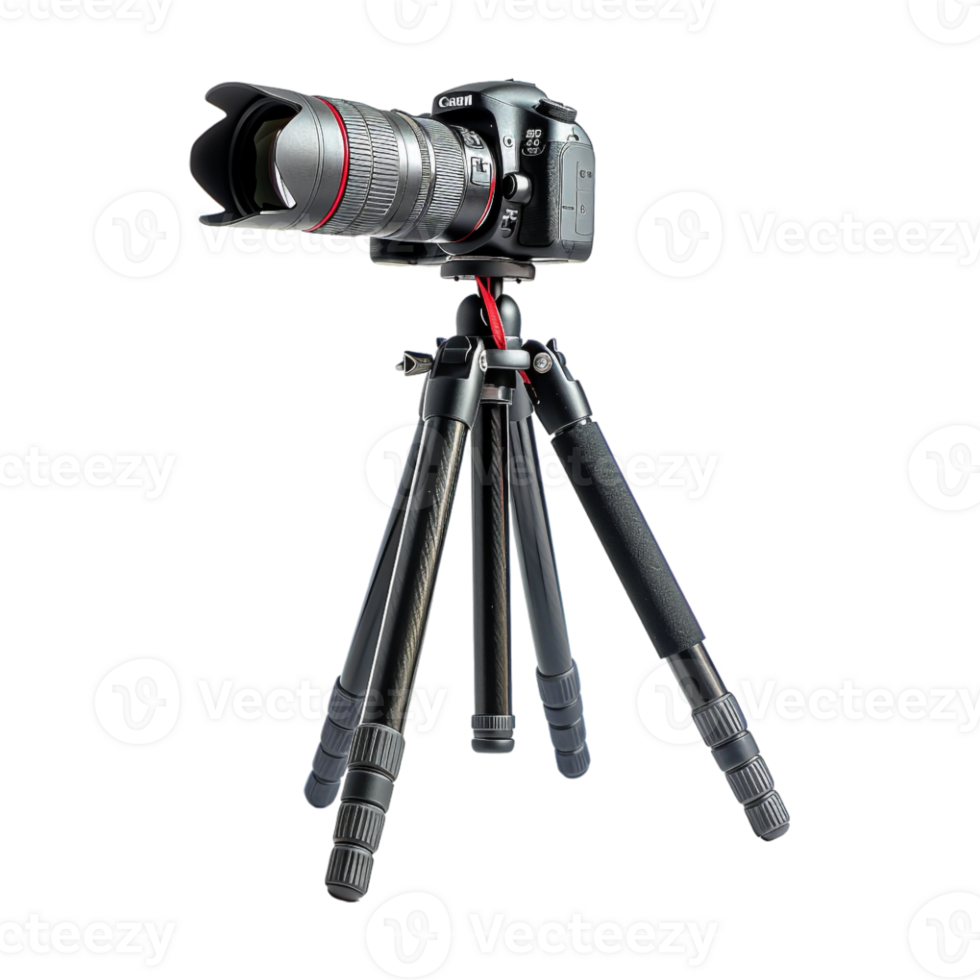 DSLR Camera on Tripod on Transparent Background png