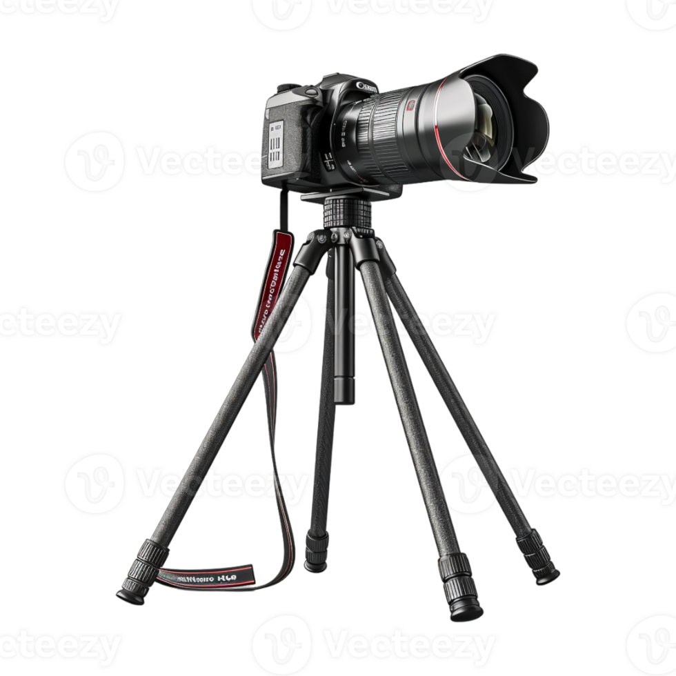 DSLR Camera on Tripod on Transparent Background png