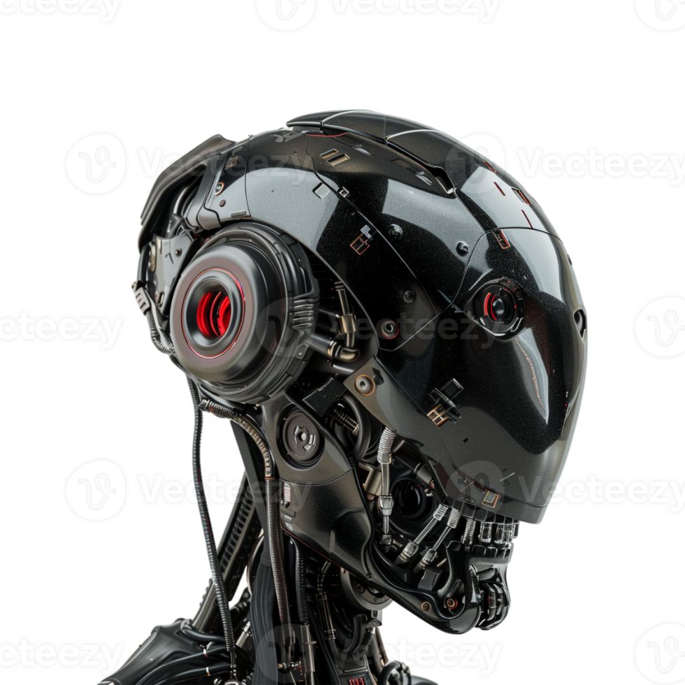 Future Humanoid Robot Skull on Transparent Background png
