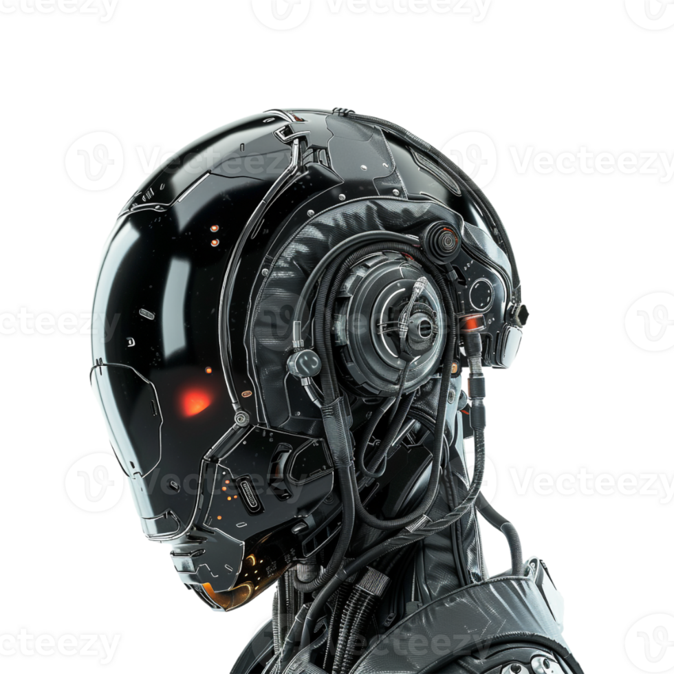 Future Humanoid Robot Skull on Transparent Background png
