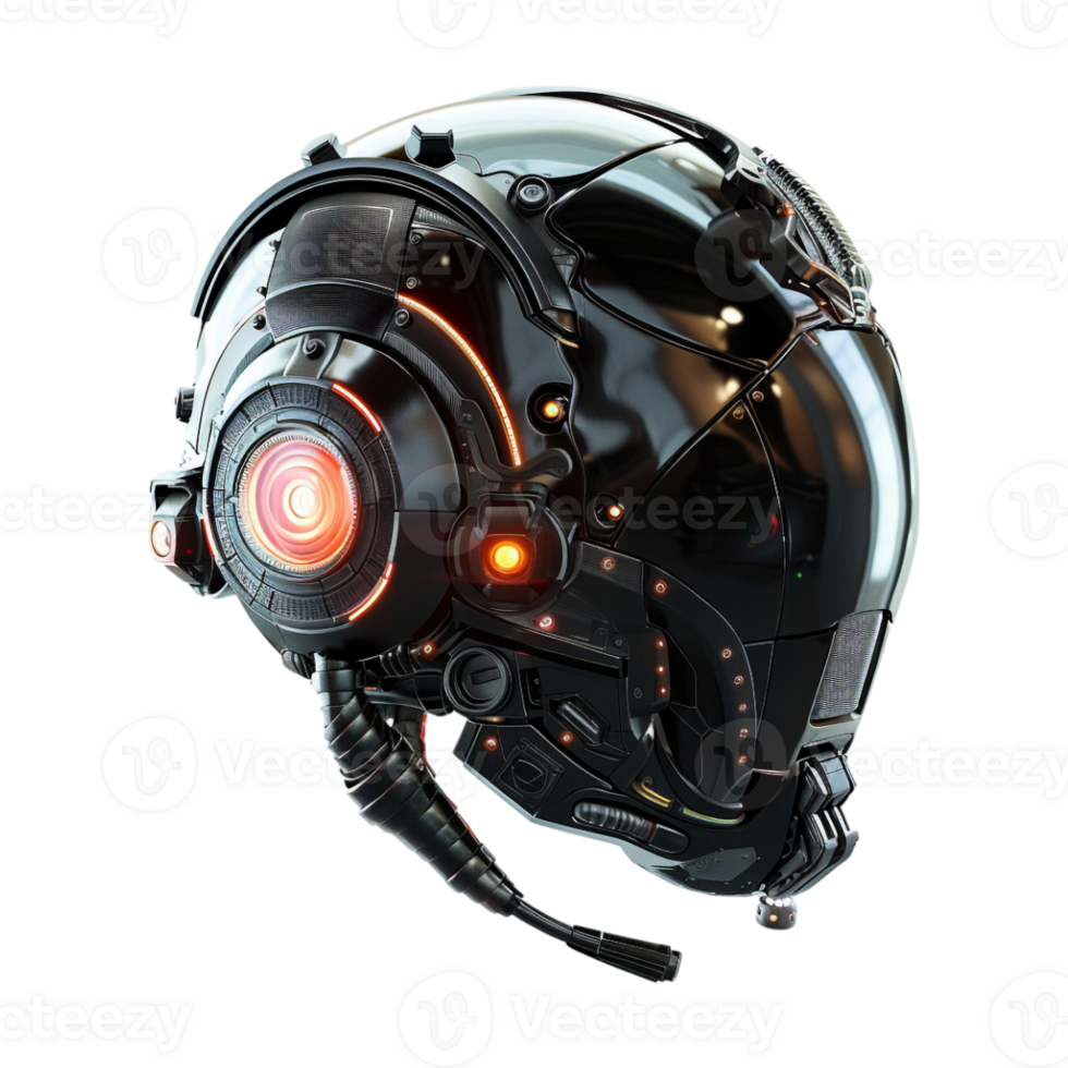 Future Humanoid Robot Skull on Transparent Background png