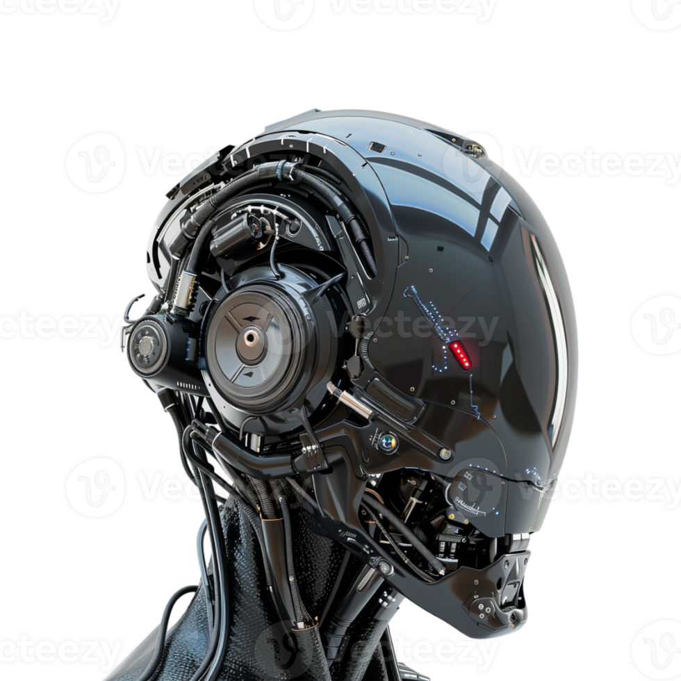 Future Humanoid Robot Skull on Transparent Background png