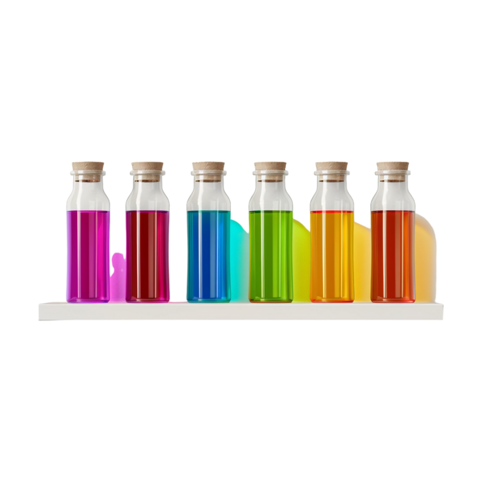 Testing Tubes with Liquid in Lab on Transparent Background png