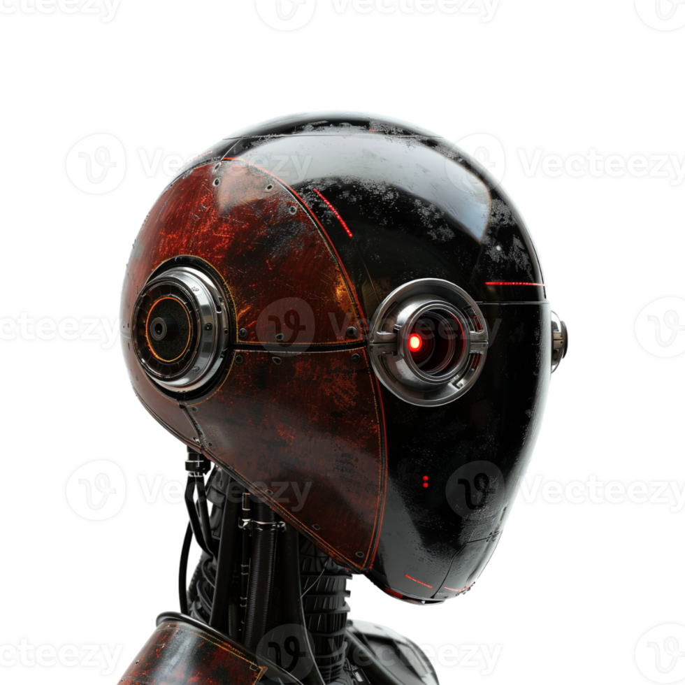 Future Humanoid Robot Skull on Transparent Background png