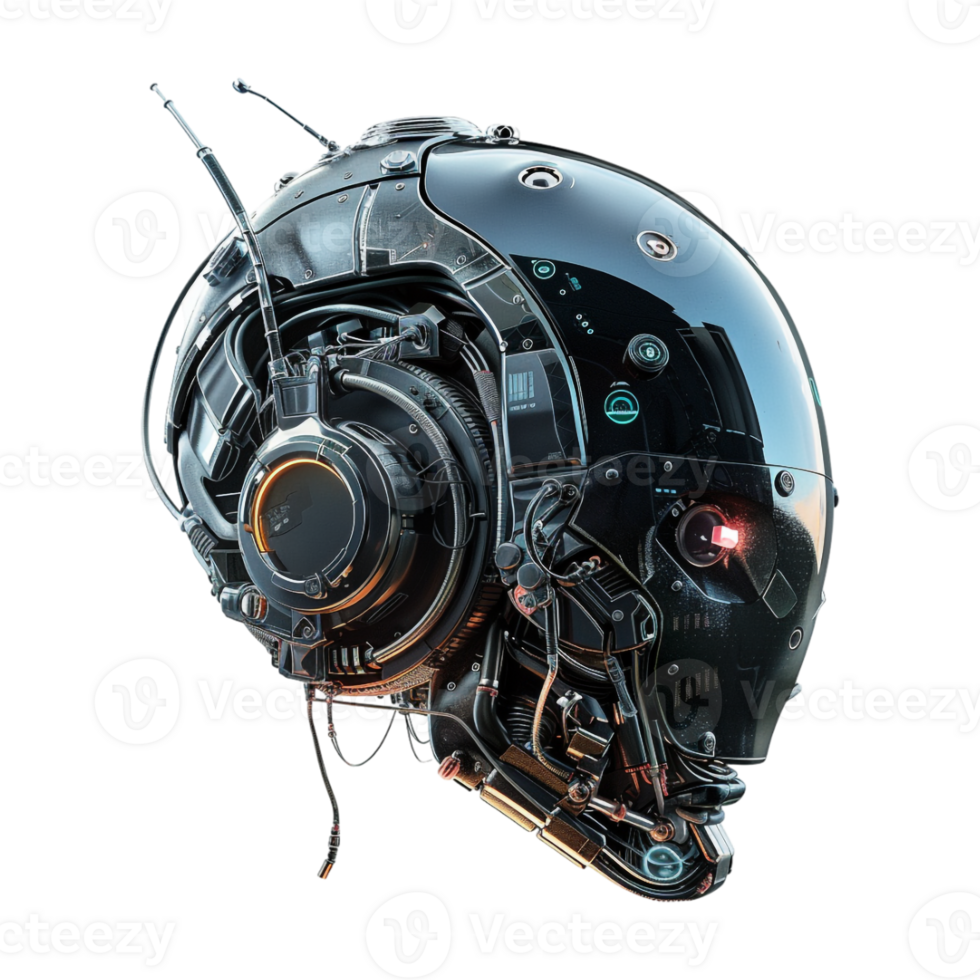 Future Humanoid Robot Skull on Transparent Background png
