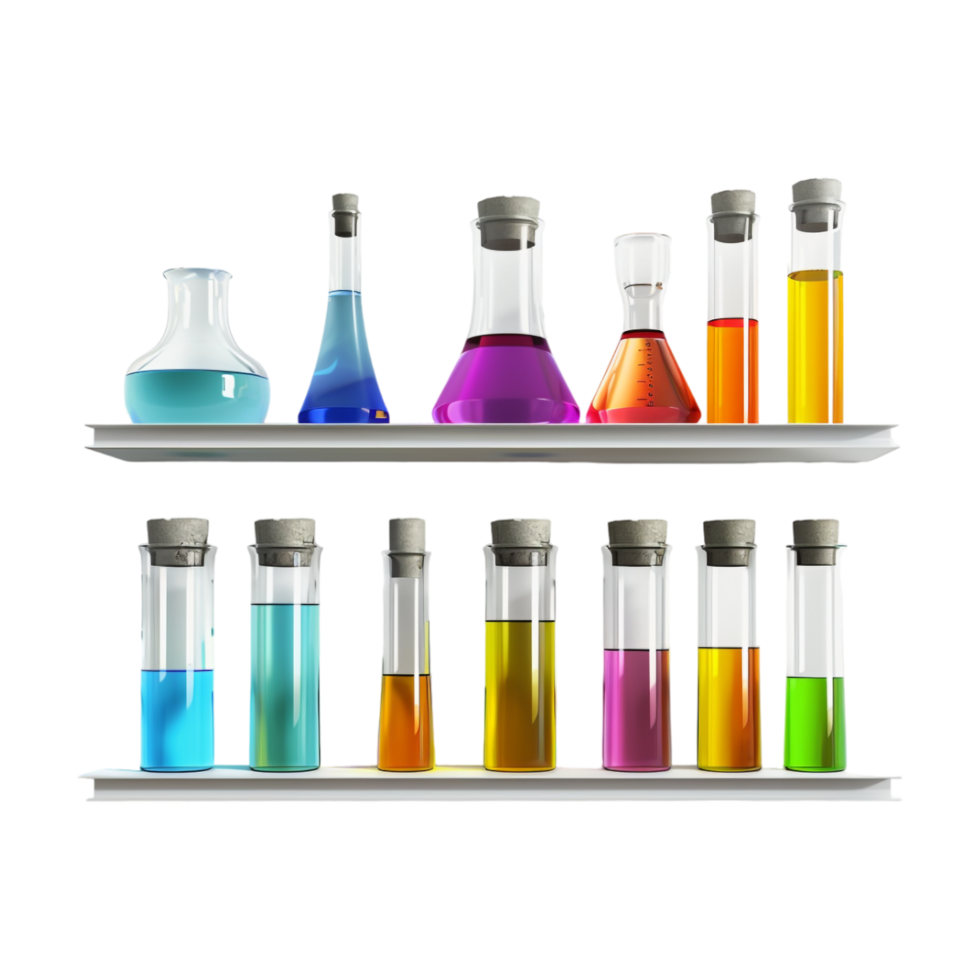 Testing Tubes with Liquid in Lab on Transparent Background png