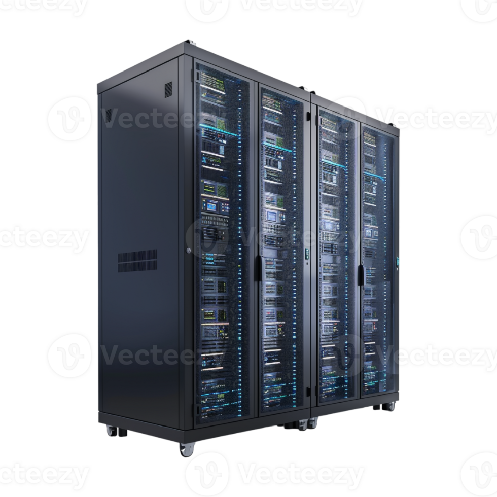 Server Rack in Data Center on Transparent Background png