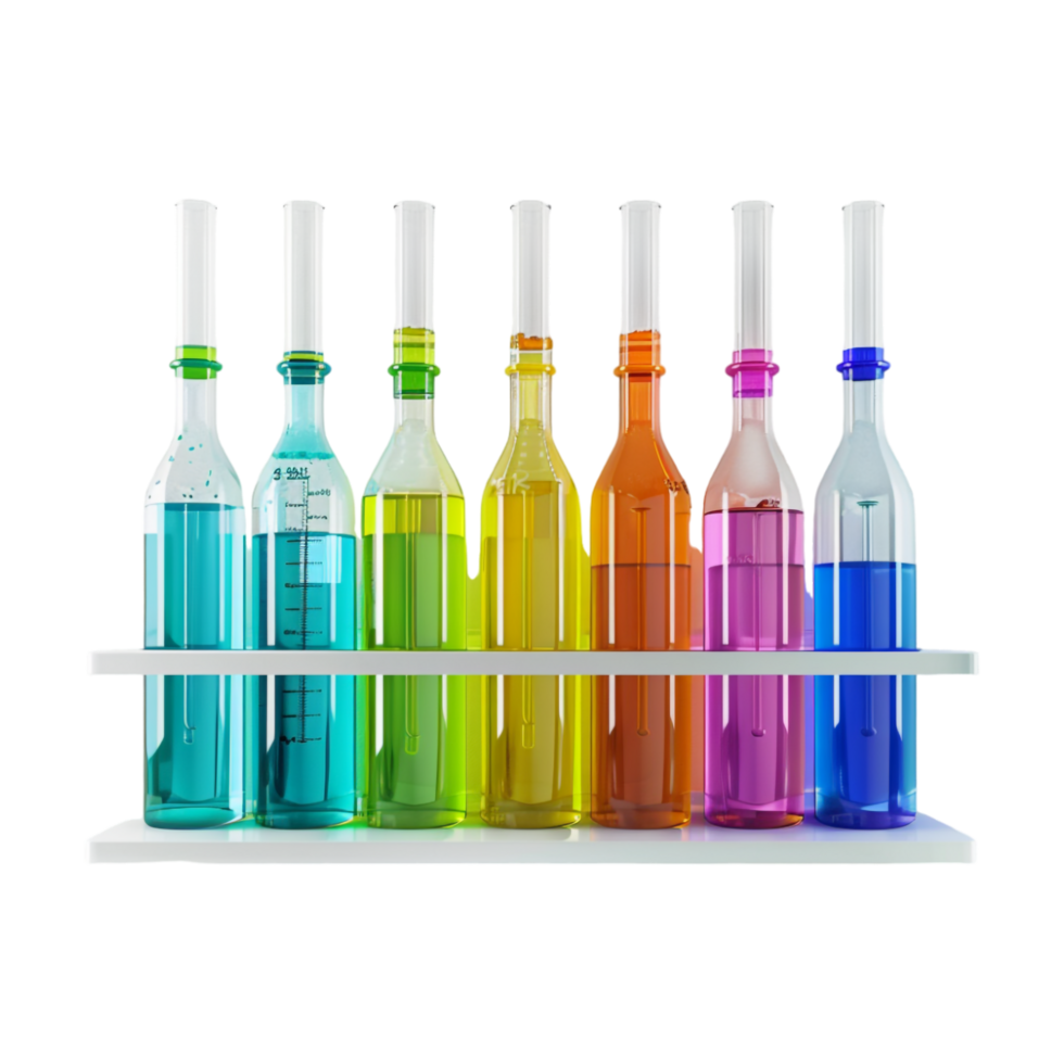 Testing Tubes with Liquid in Lab on Transparent Background png