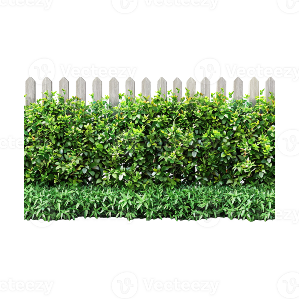 Wooden Fence with Grass on Transparent Background png