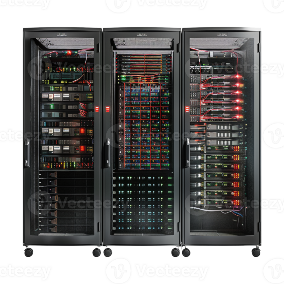 Server Rack in Data Center on Transparent Background png