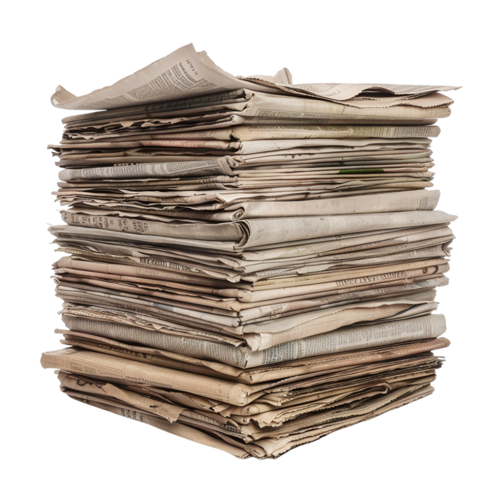 Stack of Old Papers on Transparent Background png
