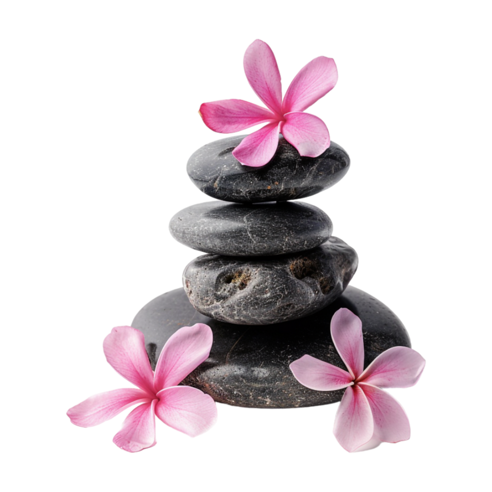 Spa Stones with Flowers on Transparent Background png