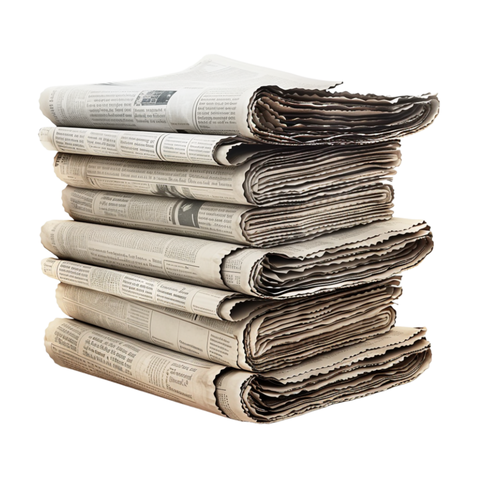 Stack of Old Papers on Transparent Background png