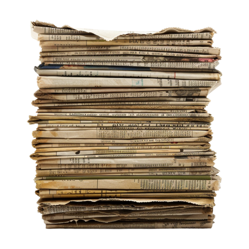 Stack of Old Papers on Transparent Background png