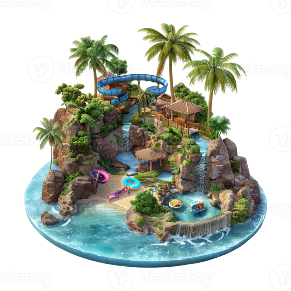 Isometric Island Beautiful on Transparent Background png