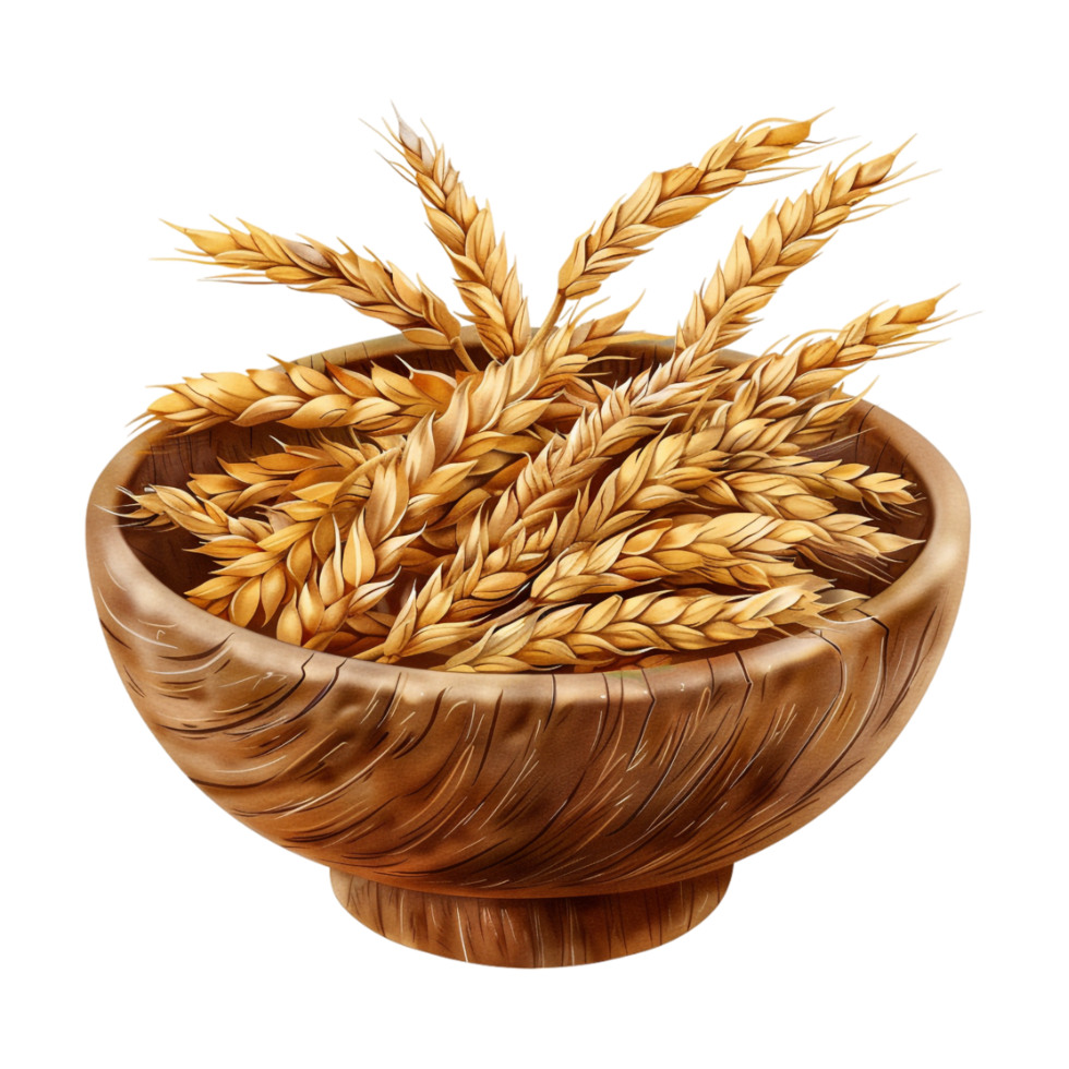 Wheat Grains in a Bowl on Transparent Background png