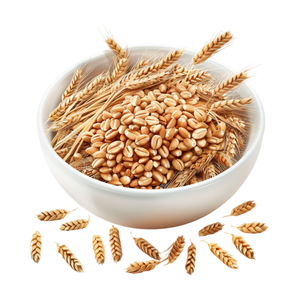Wheat Grains in a Bowl on Transparent Background png