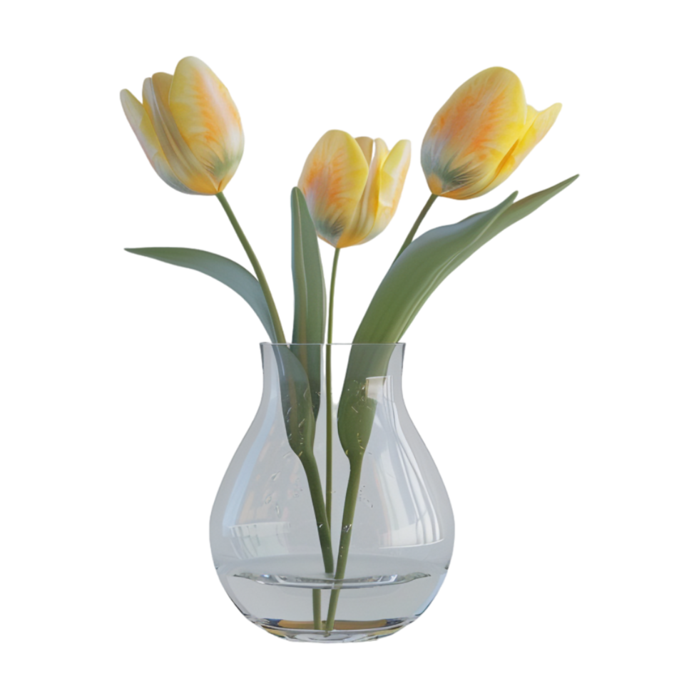 Yellow Rose or Flower in a Vase on Transparent Background png