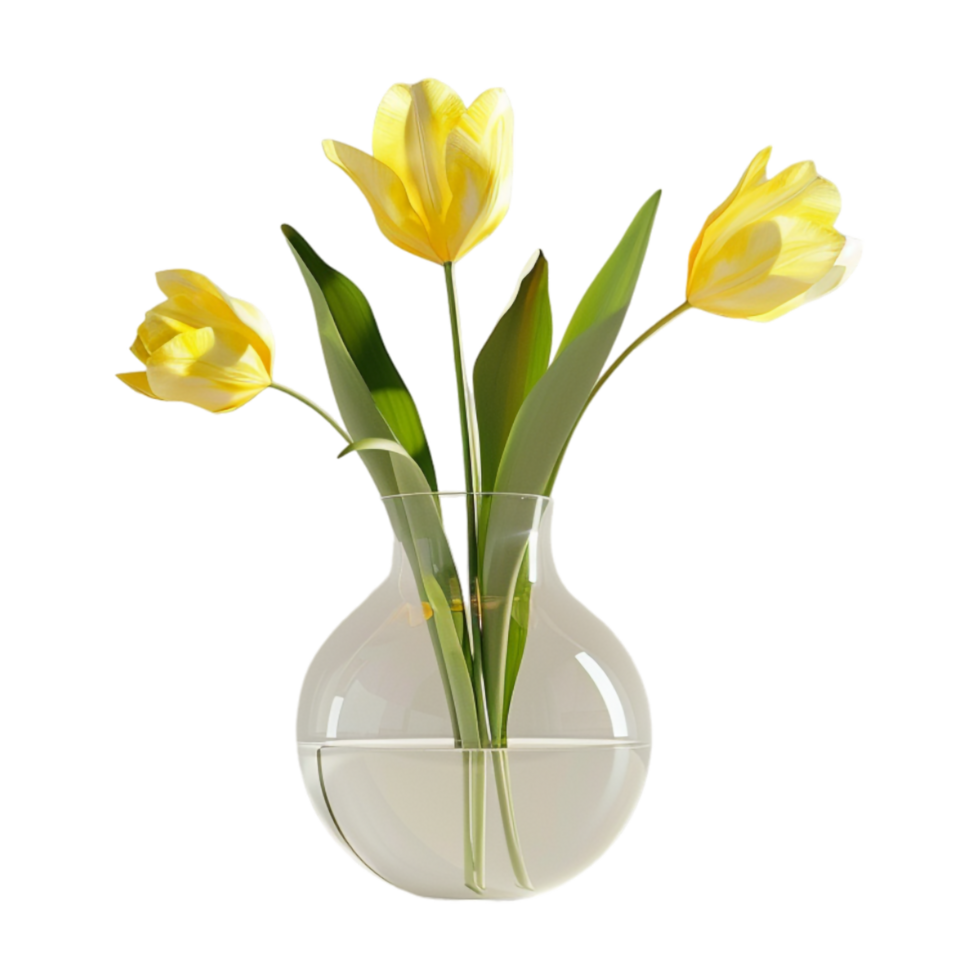 Yellow Rose or Flower in a Vase on Transparent Background png