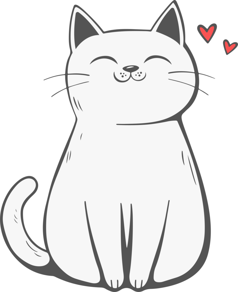 Cute cat drawing clipart design illustration png