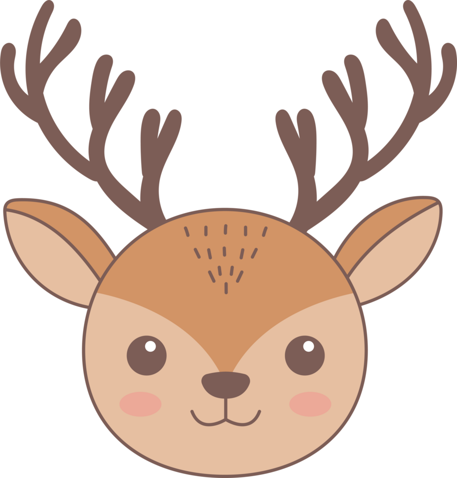 Cute deer head clipart design illustration png
