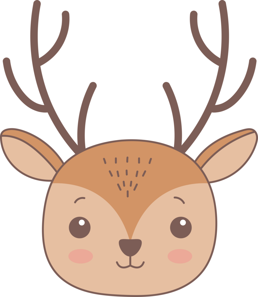 Cute deer head clipart design illustration png