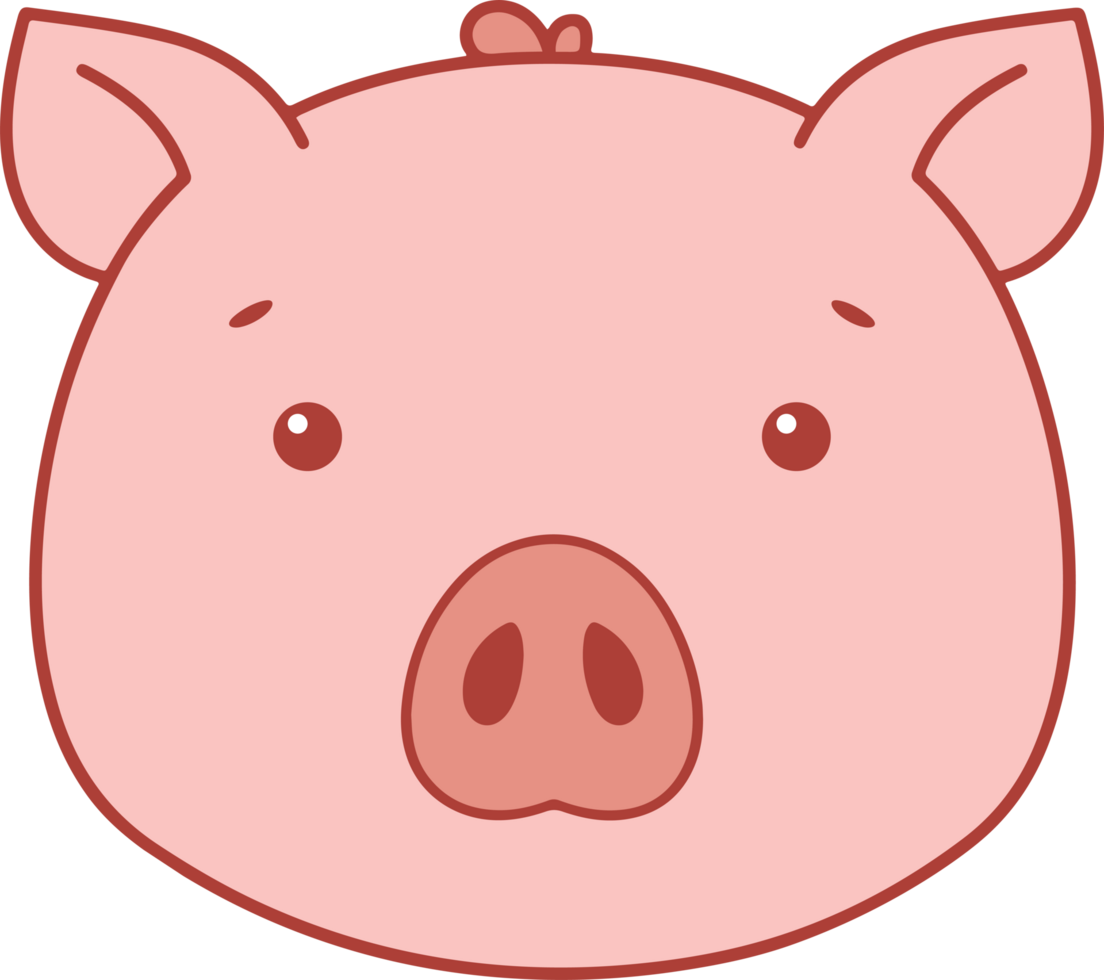 Cute pig head clipart design illustration png