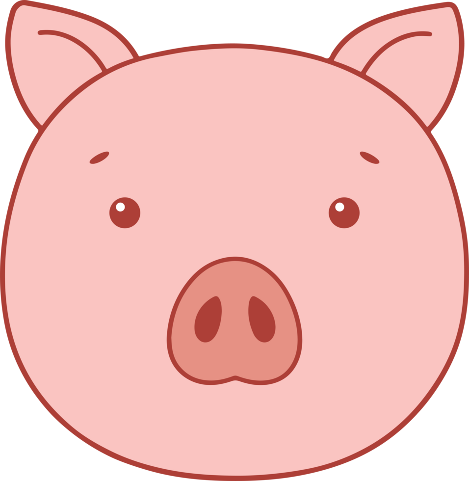 Cute pig head clipart design illustration png