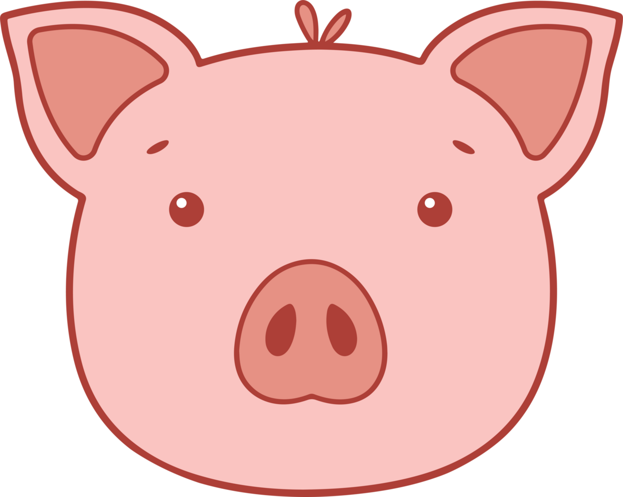 Cute pig head clipart design illustration png